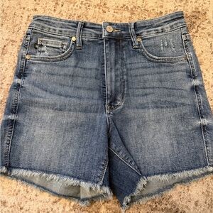 Judy Blue Distressed Tummy Control Blue Jean Shorts
